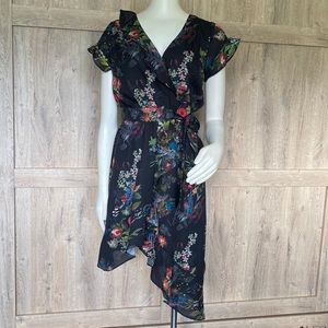 Parker brand “Plum Purple Alexia” asymmetrical faux wrap mini/midi dress #145761